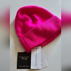 NWT 100% Cashmere Beanie in hot pink 💗 by Charter Club